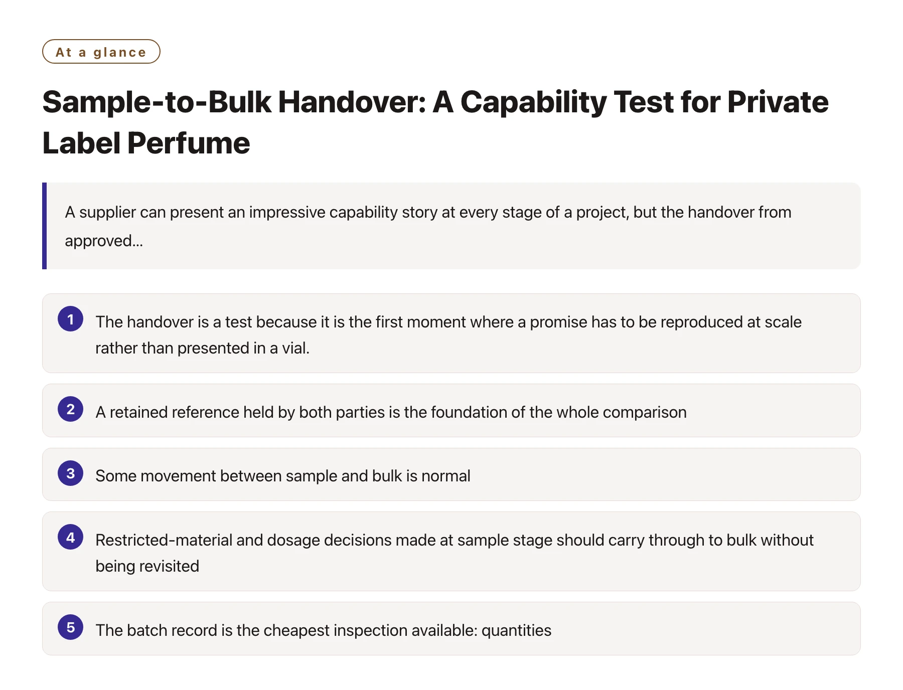 Sample-to-Bulk Handover: A Capability Test for Private Label Perfume——全文要点速览